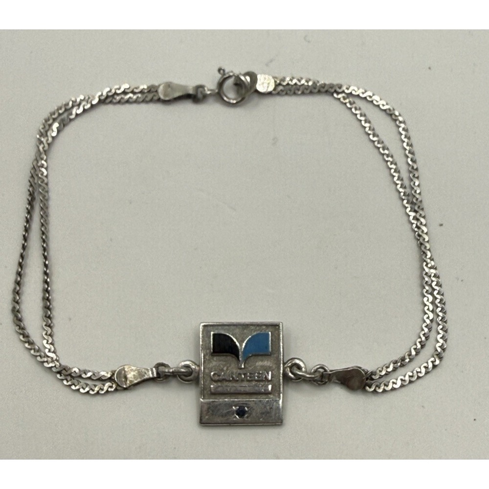 Vintage Canteen CITO Sterling Silver Bracelet Blue Sapphire Accent Chain